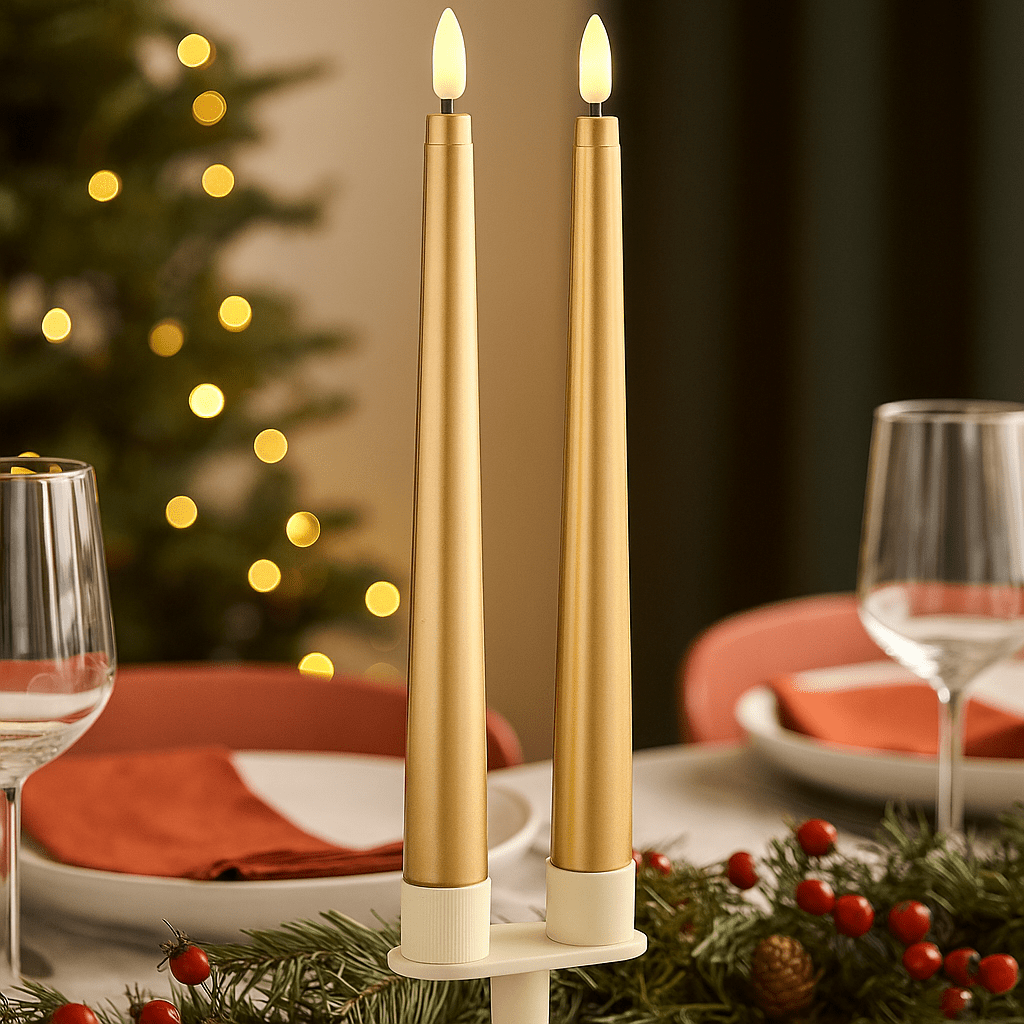 Christmas  -  Gold Dinner Candles 2 Pack - 27cm  -  60483935