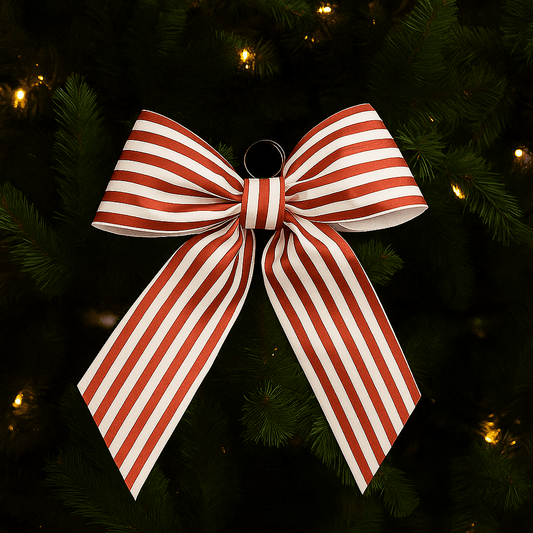 Christmas  -  Red & White Stripe Velvet Bow - 50 x 60cm  -  60484046