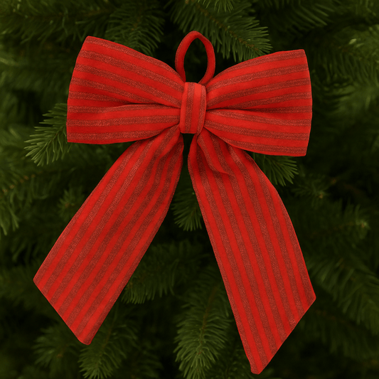 Christmas  -  Red Glitter Stripe Velvet Bow - 50 x 60cm  -  60484049