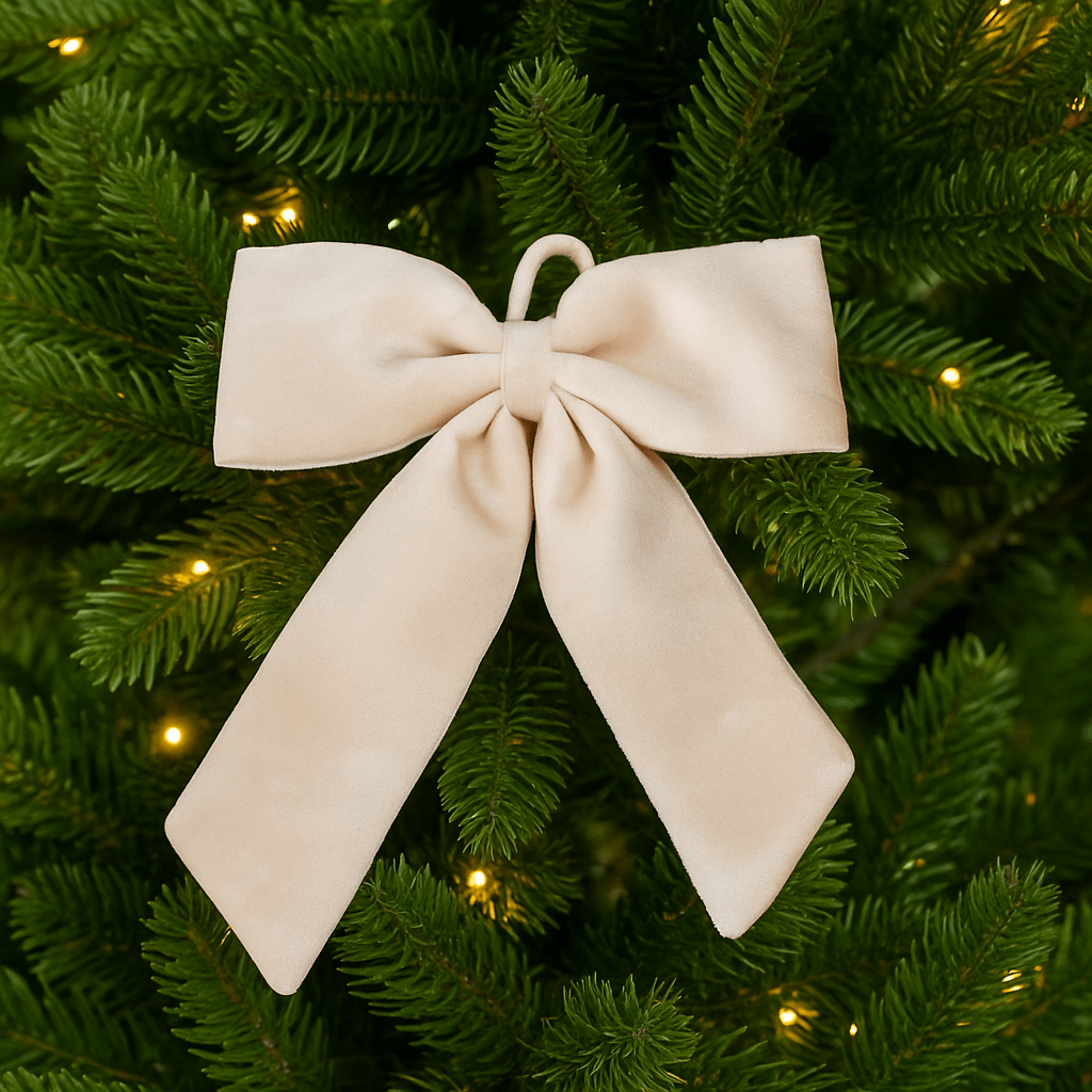 Christmas  -  Cream Velvet Bow - 50 x 60cm  -  60484070