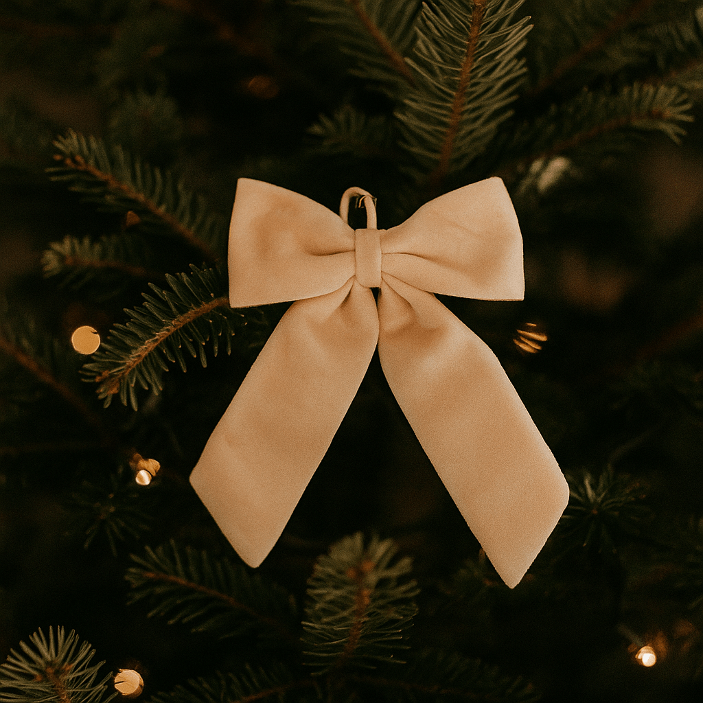 Christmas  -  Cream Velvet Bow - 30 x 50cm  -  60484071