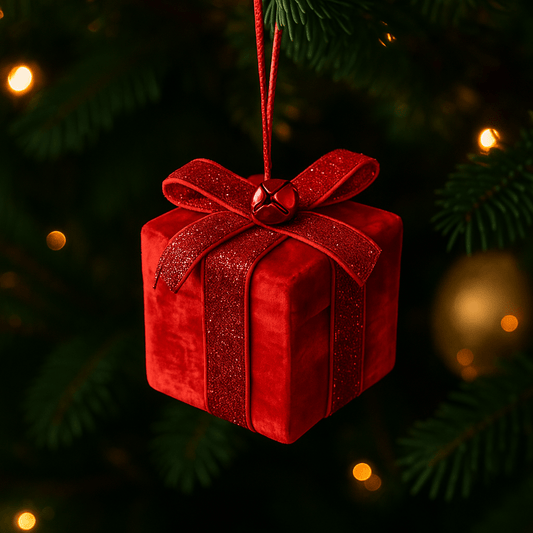 Christmas  -  Red Velvet Parcel Christmas Decoration - 10cm  -  60484096