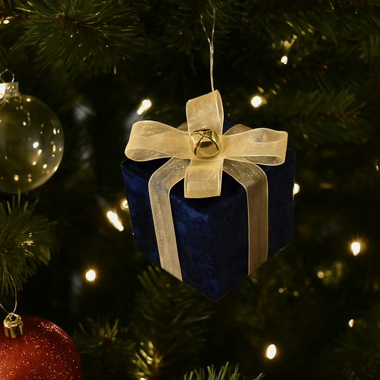 Christmas  -  Navy Blue Velvet Parcel Christmas Decoration - 10cm  -  60484094