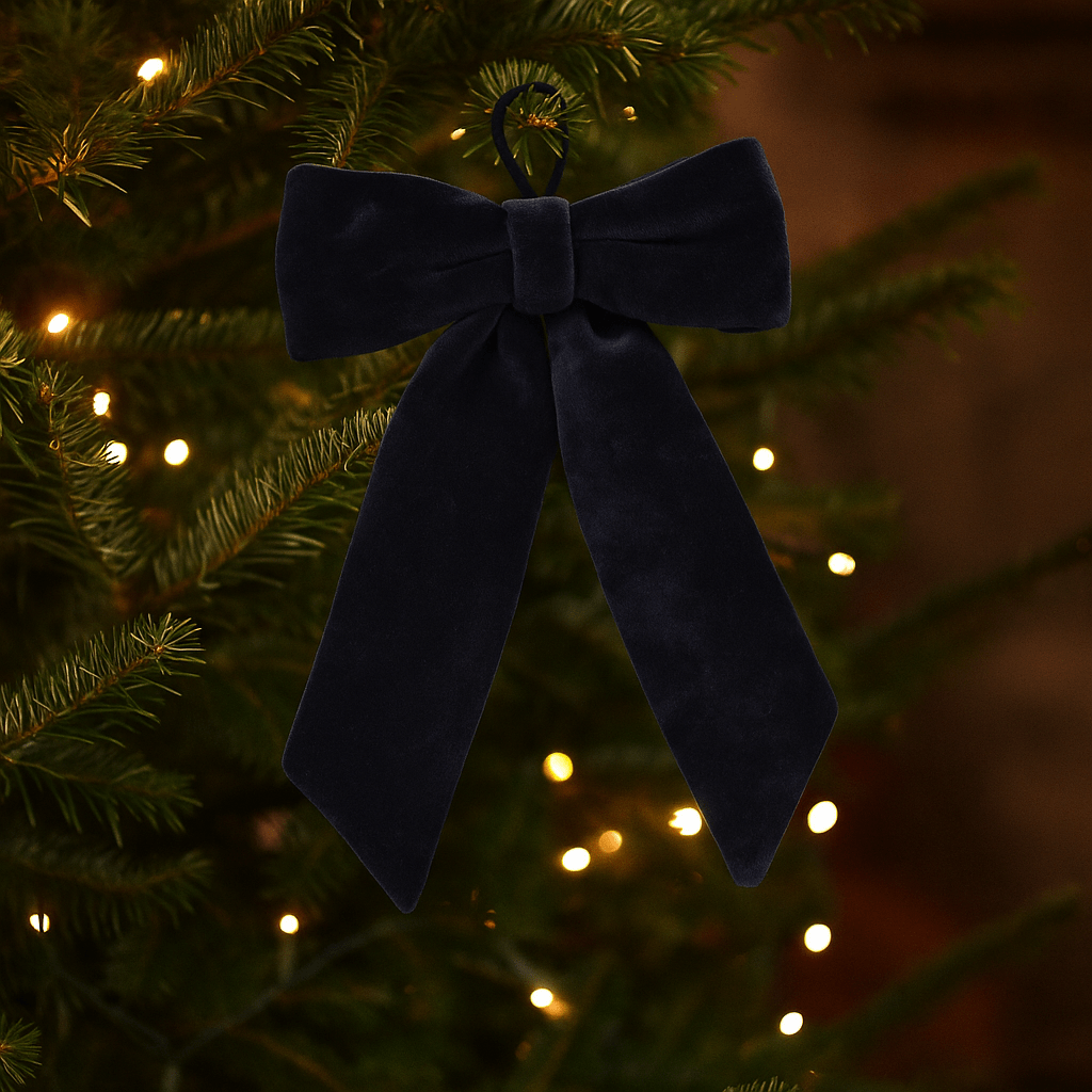 Christmas  -  Navy Blue Velvet Bow - 20 x 30cm  -  60484066