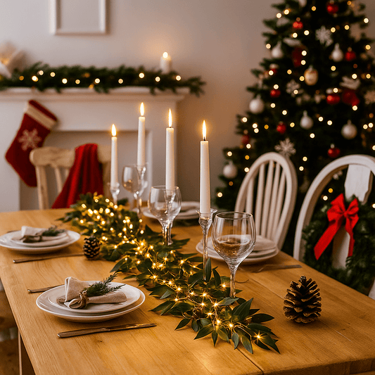 Christmas  -  Green Leaf Garland With Warm White Micro LEDs - 1.5m  -  60484029