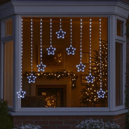Christmas  -  White Christmas Star V Curtain Lights - 1.2m  -  60484024