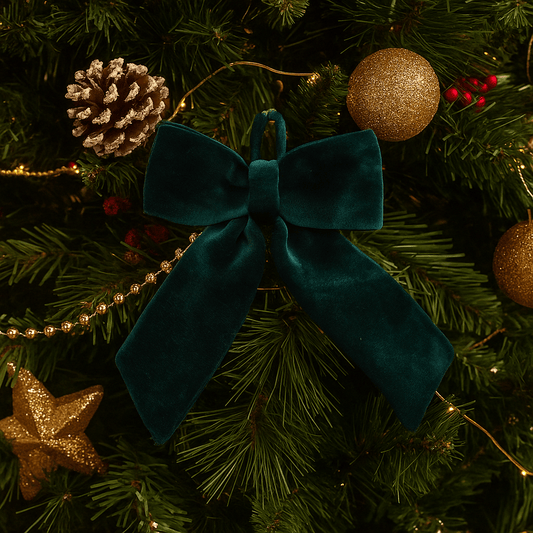 Christmas  -  Dark Green Velvet Bow - 20 x 30cm  -  60484063