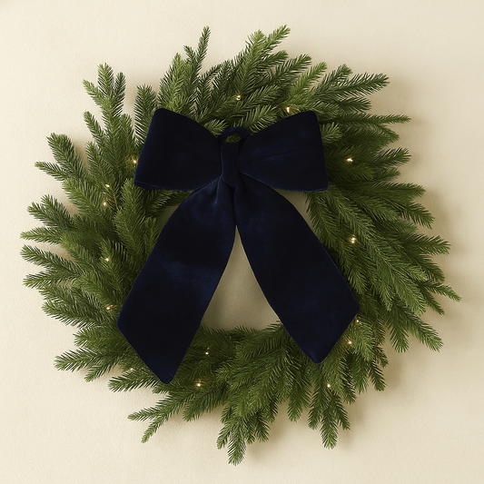 Christmas  -  Navy Blue Velvet Bow - 30 x 50cm  -  60484065