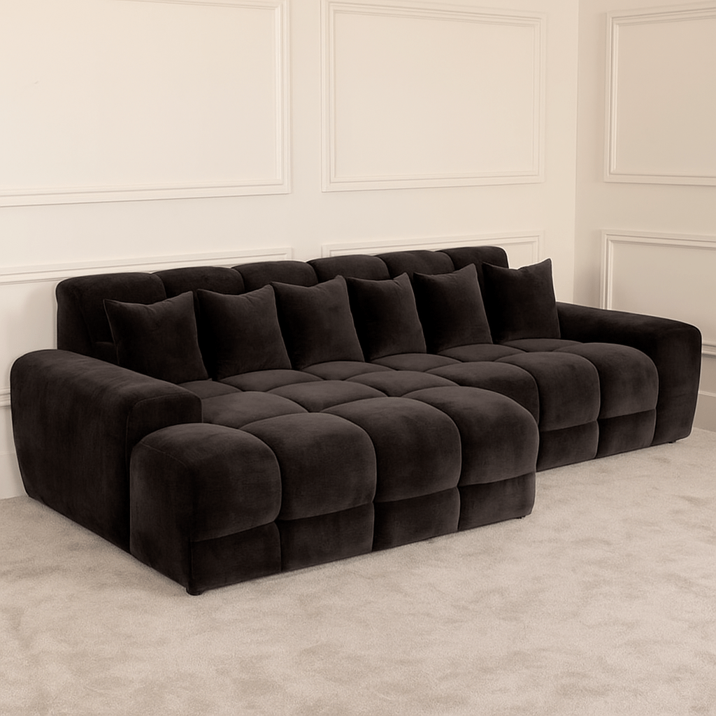 Furniture  -  Maine Left Hand Facing Corner Sofa - Black  -  60450823