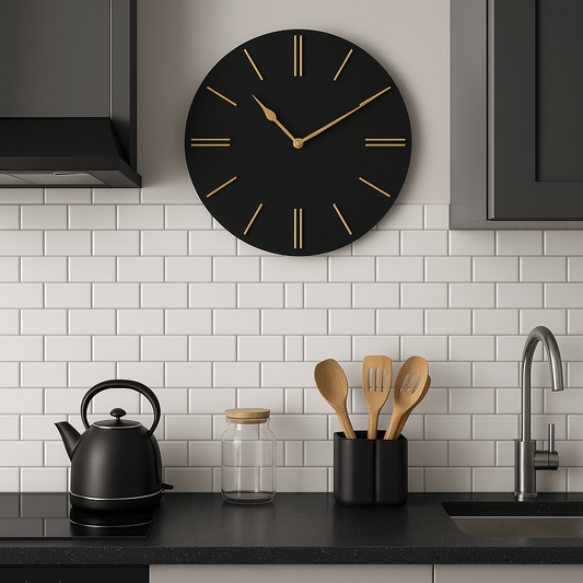 Homeware  -  Black & Gold Wall Clock - 50cm  -  60215086