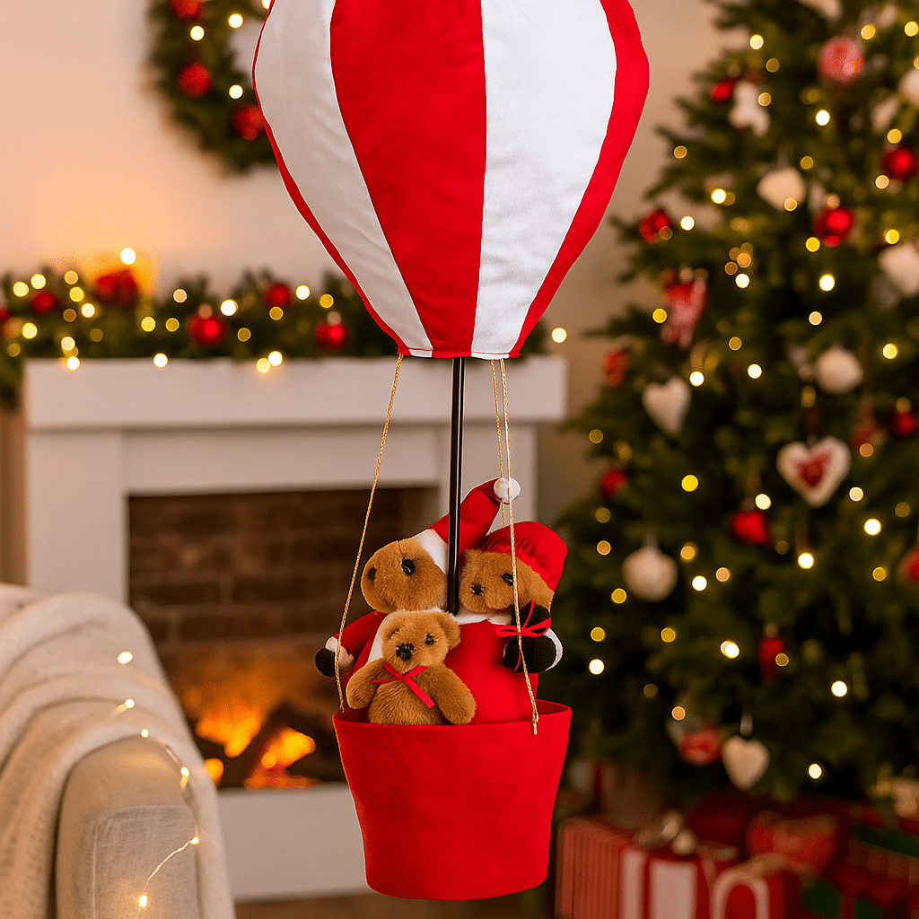 Christmas  -  Hot Air Balloon With Bears Christmas Decoration - 98cm  -  60012394