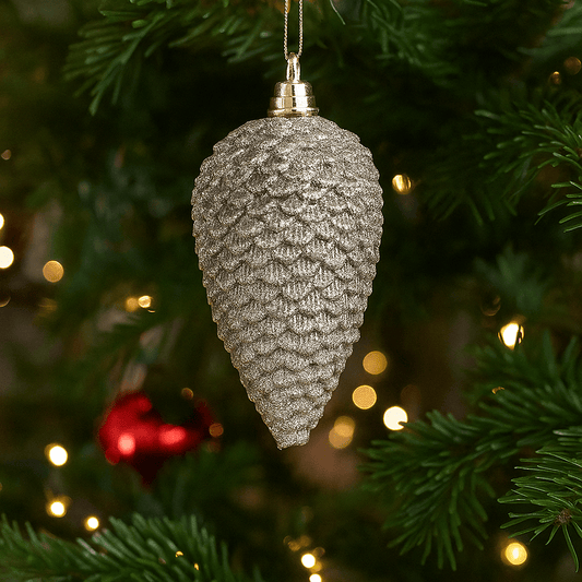 Christmas  -  Matte Pewter Pinecone Christmas Decoration - 12cm  -  60006662