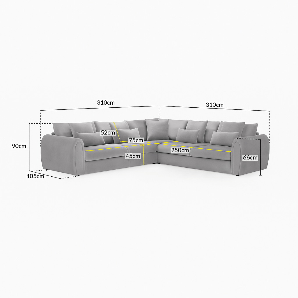 Furniture  -  Ohio Large Corner Sofa - Grey  -  60484753