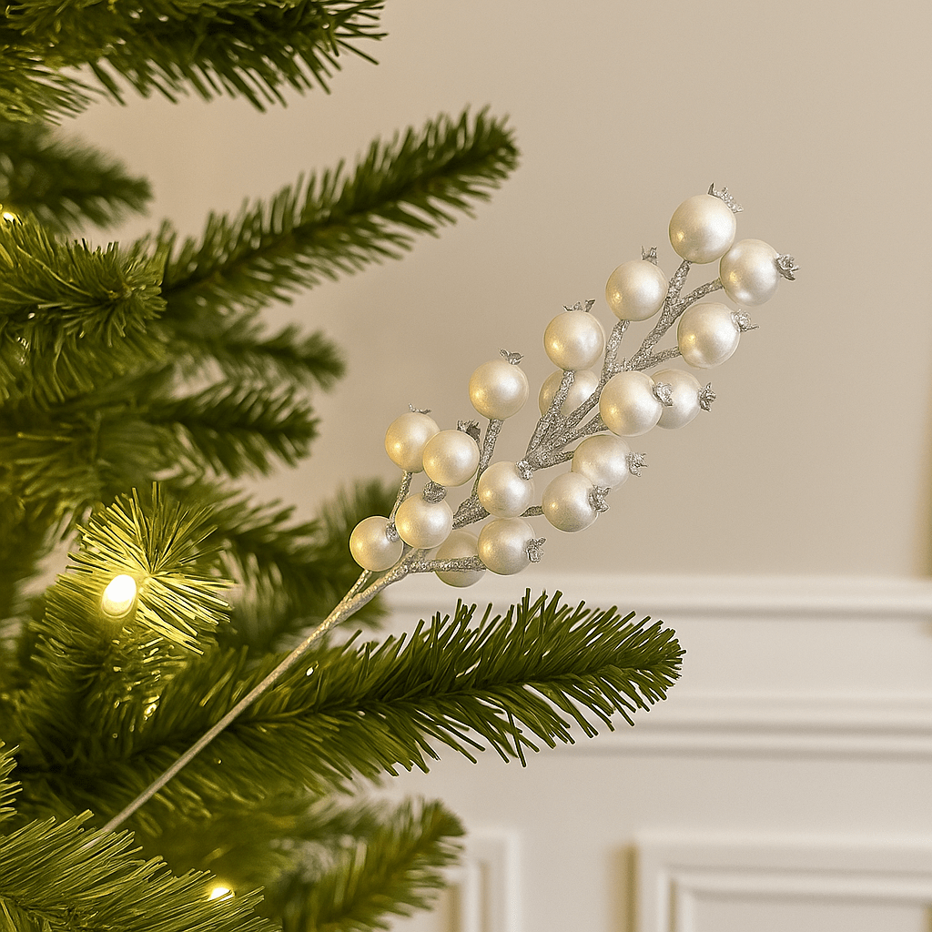 Christmas  -  White Berry Bunch Stem - 65cm  -  60483982