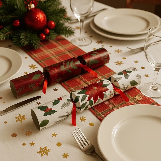 Christmas  -  10 Deluxe Christmas Crackers - Poinsetta & Holly  -  60484348