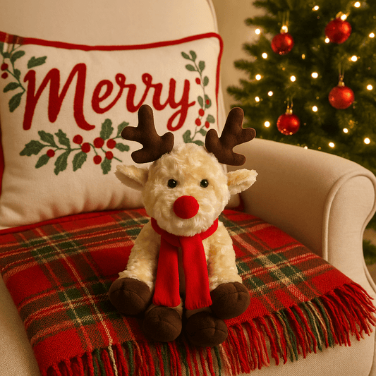 Christmas  -  Plush Reindeer with Scarf - 25cm  -  60484352