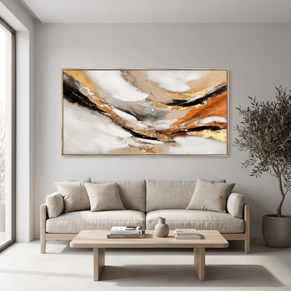 Pictures  -  20426 Canvas Painting Champagne Gold Frame - 150 x 75cm  -  60485763