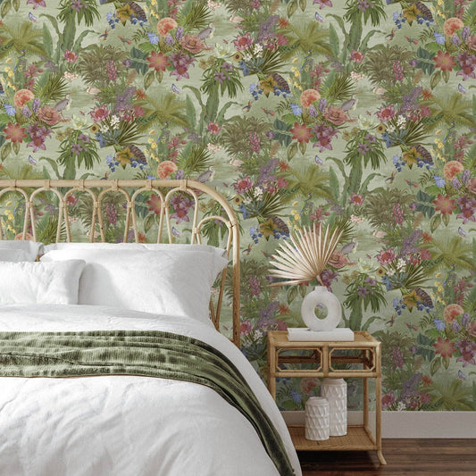 Wallpaper  -  GRANDECO FLORAL HALL GREEN 204401  -  60013618