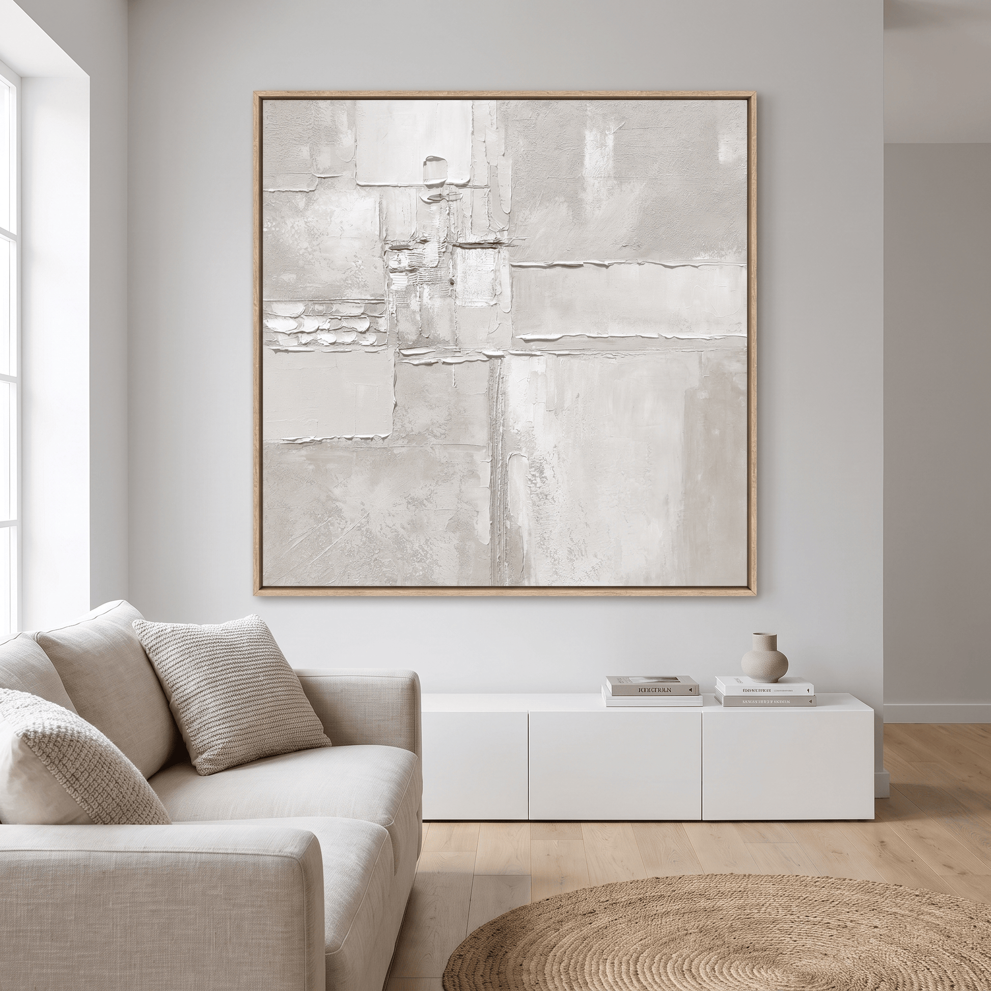 Pictures  -  20767 Canvas Painting Light Wood Frame - 100 x 100cm  -  60485776
