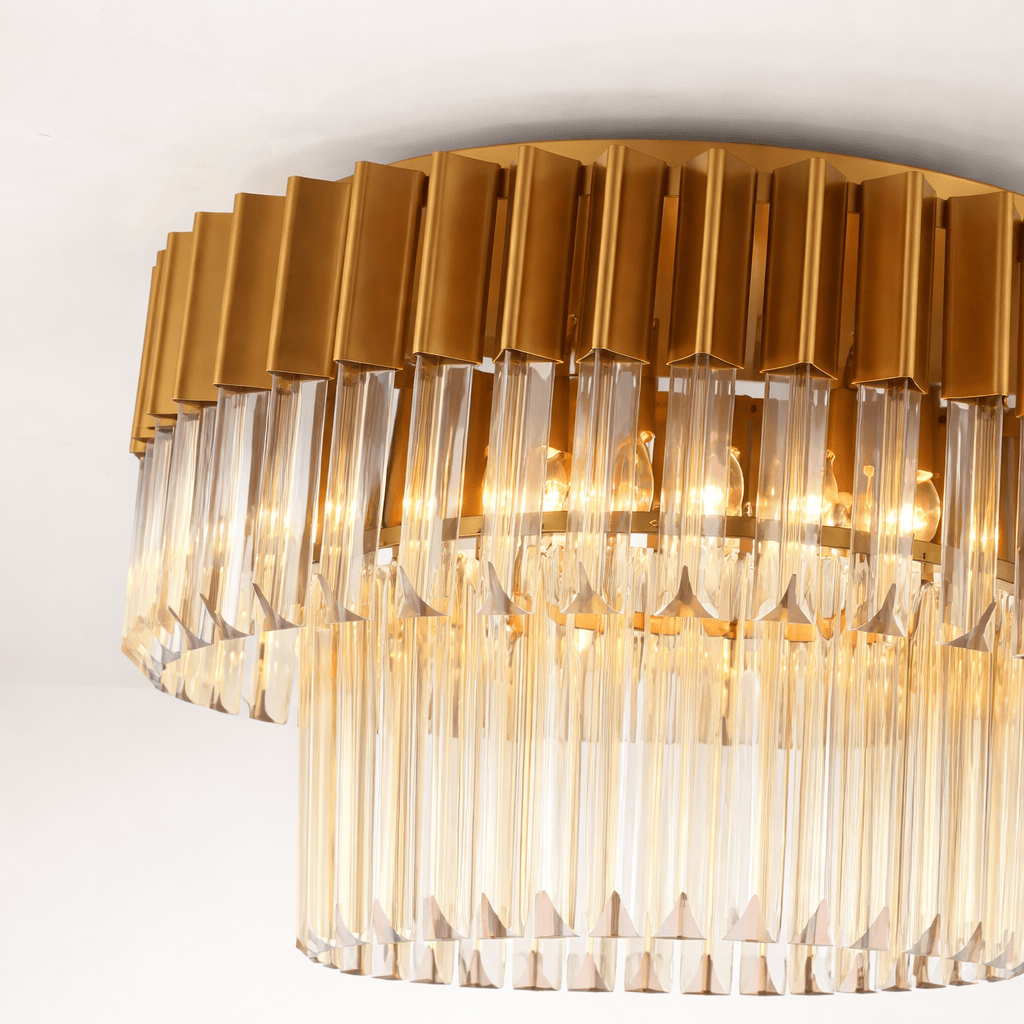 Lights  -  Dusseldorf F006-7BR 7 Light Flush Ceiling Light - Bronze with Cognac Glass  -  60485735