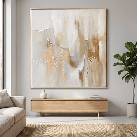 Pictures  -  21049 Canvas Painting Gold Frame - 100 x 100cm  -  60485777