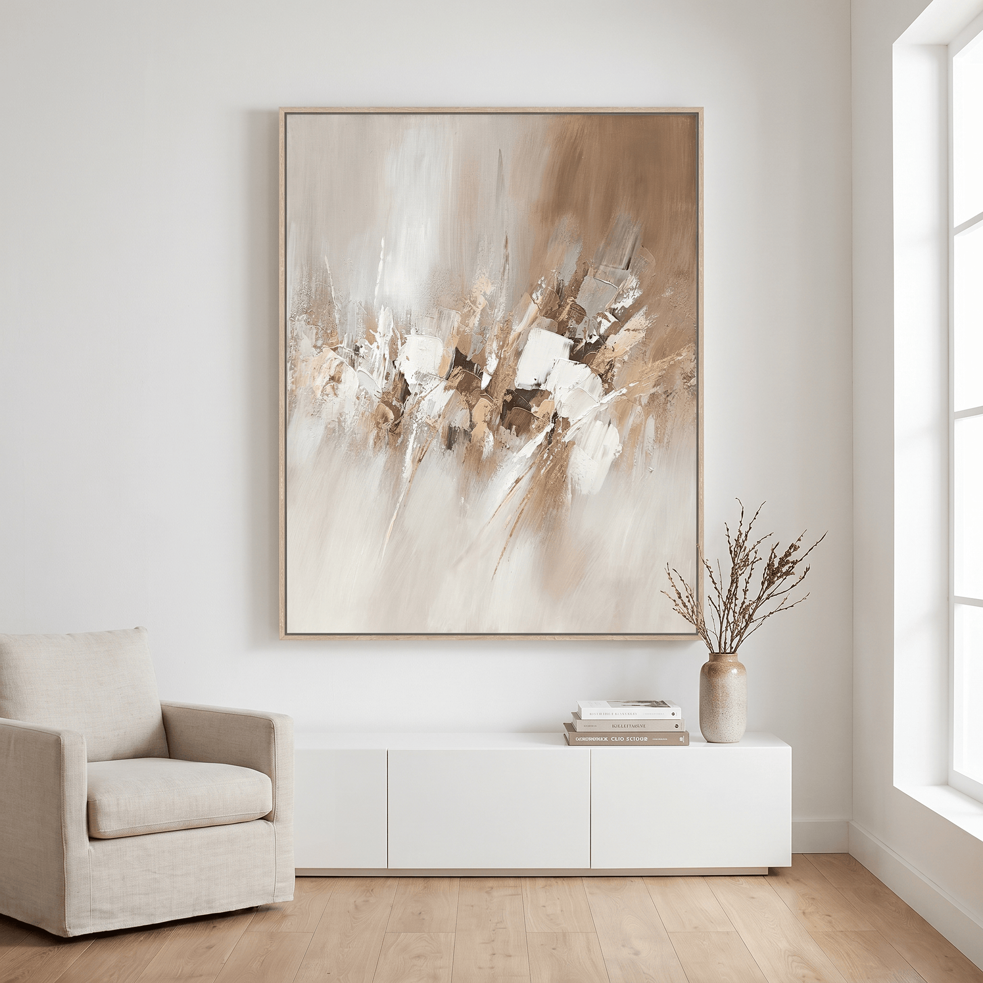 Pictures  -  21102 Canvas Painting Light Wood Frame - 80 x 100cm  -  60485779