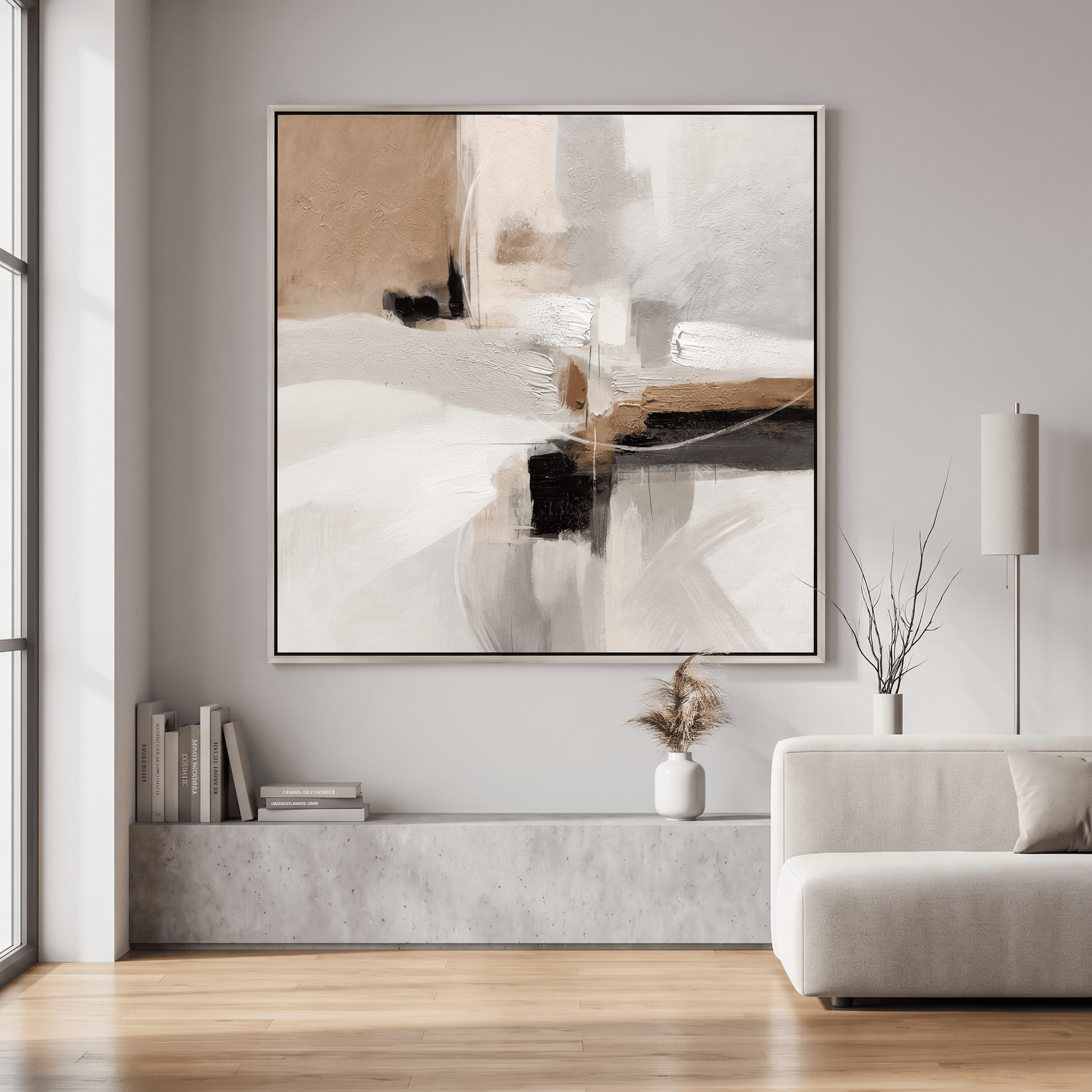 Pictures  -  21194 Canvas Painting Silver Frame - 80 x 80cm  -  60485781