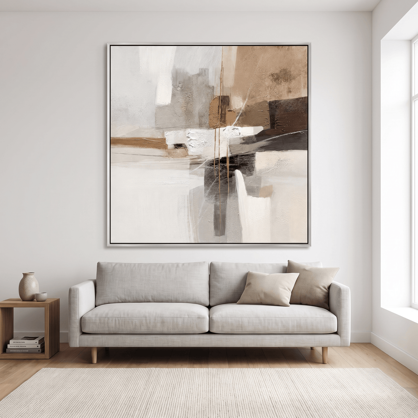 Pictures  -  21195 Canvas Painting Silver Frame - 80 x 80cm  -  60485782