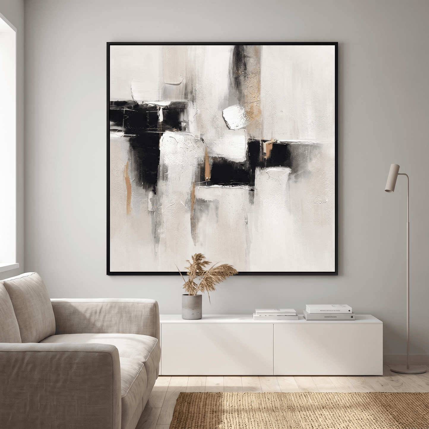 Pictures  -  21196 Canvas Painting Black Frame - 100 x 100cm  -  60485778