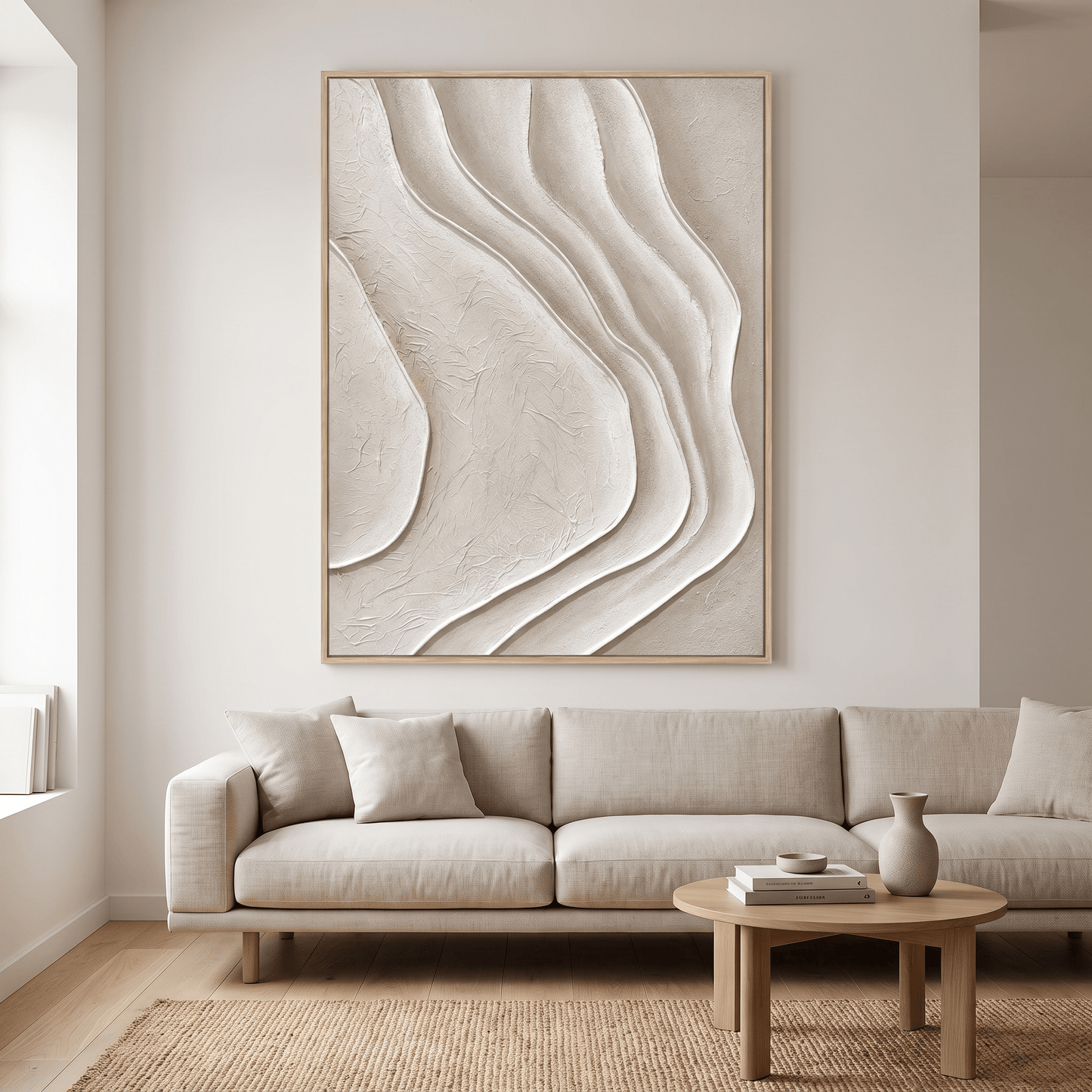 Pictures  -  21202 Canvas Painting Light Wood Frame - 90 x 120cm  -  60485775