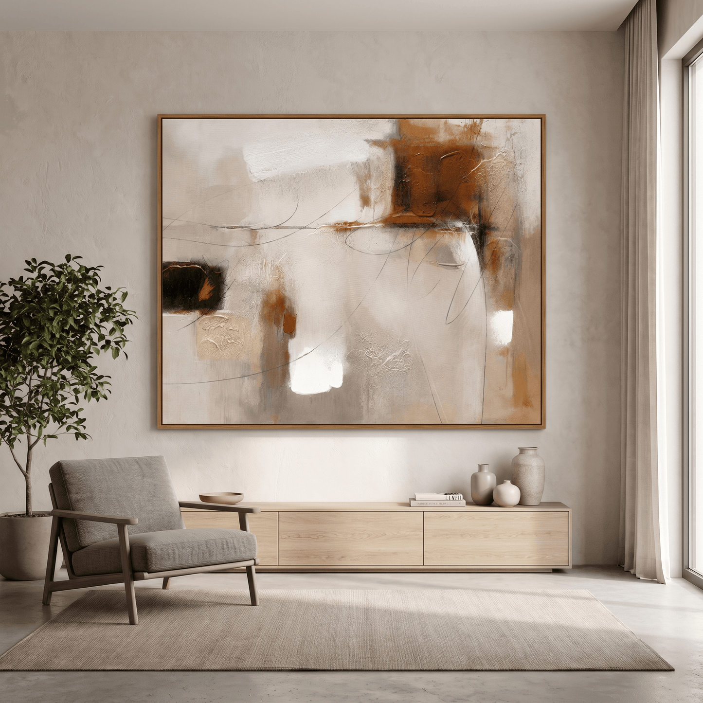 21426 Canvas Painting Brown Frame - 100 x 75cm