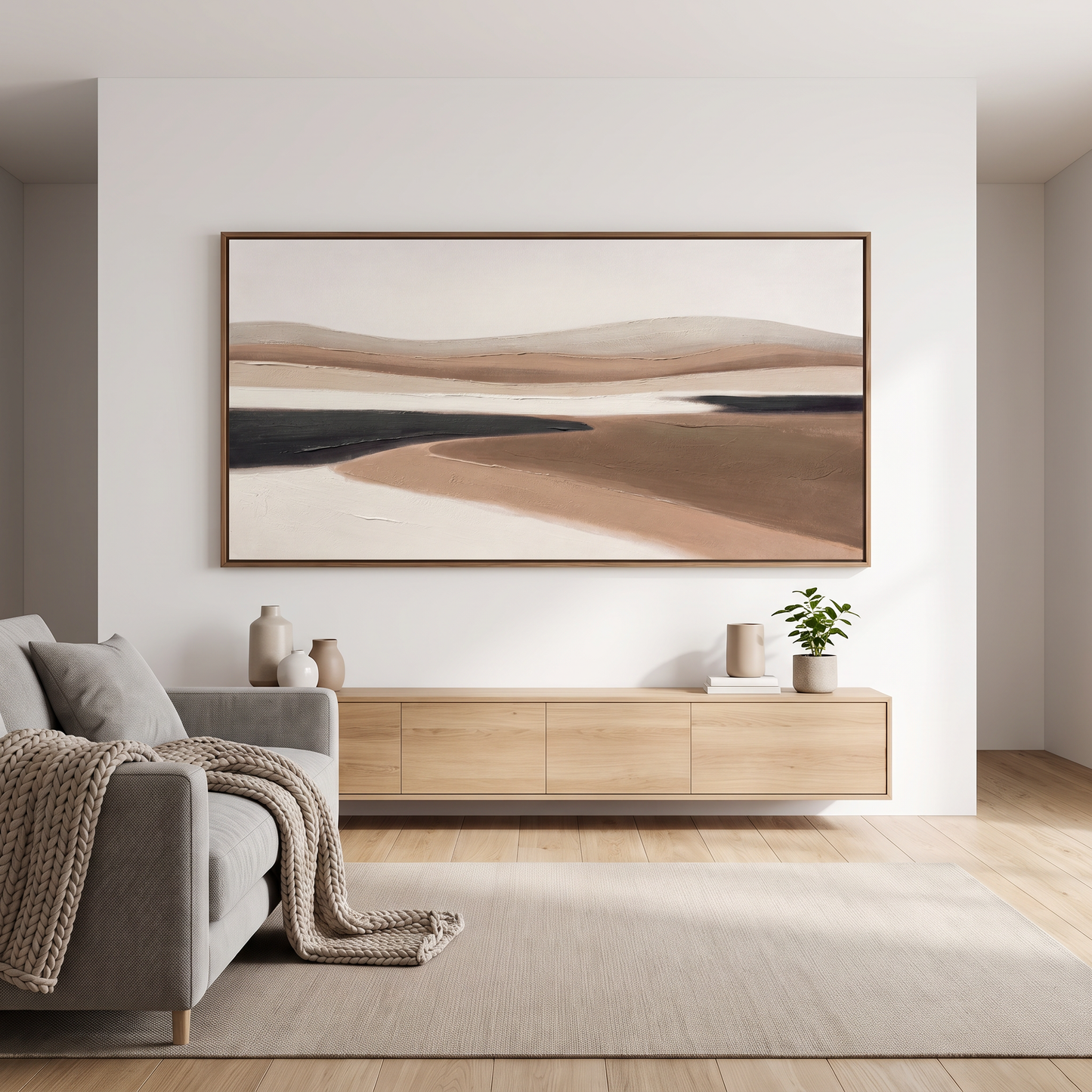 22034 Canvas Painting Brown Frame - 140 x 70cm