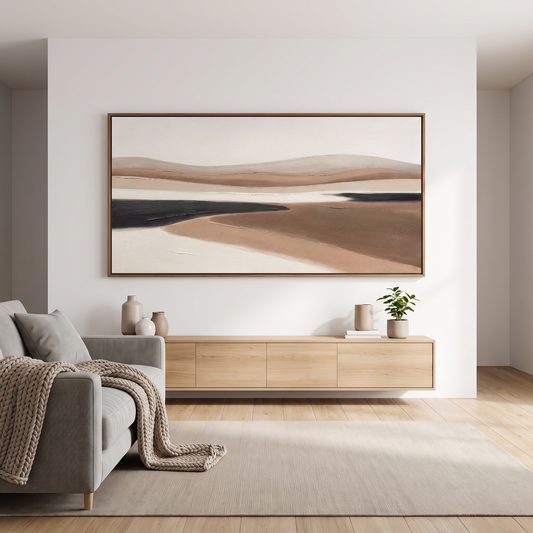 22034 Canvas Painting Brown Frame - 140 x 70cm