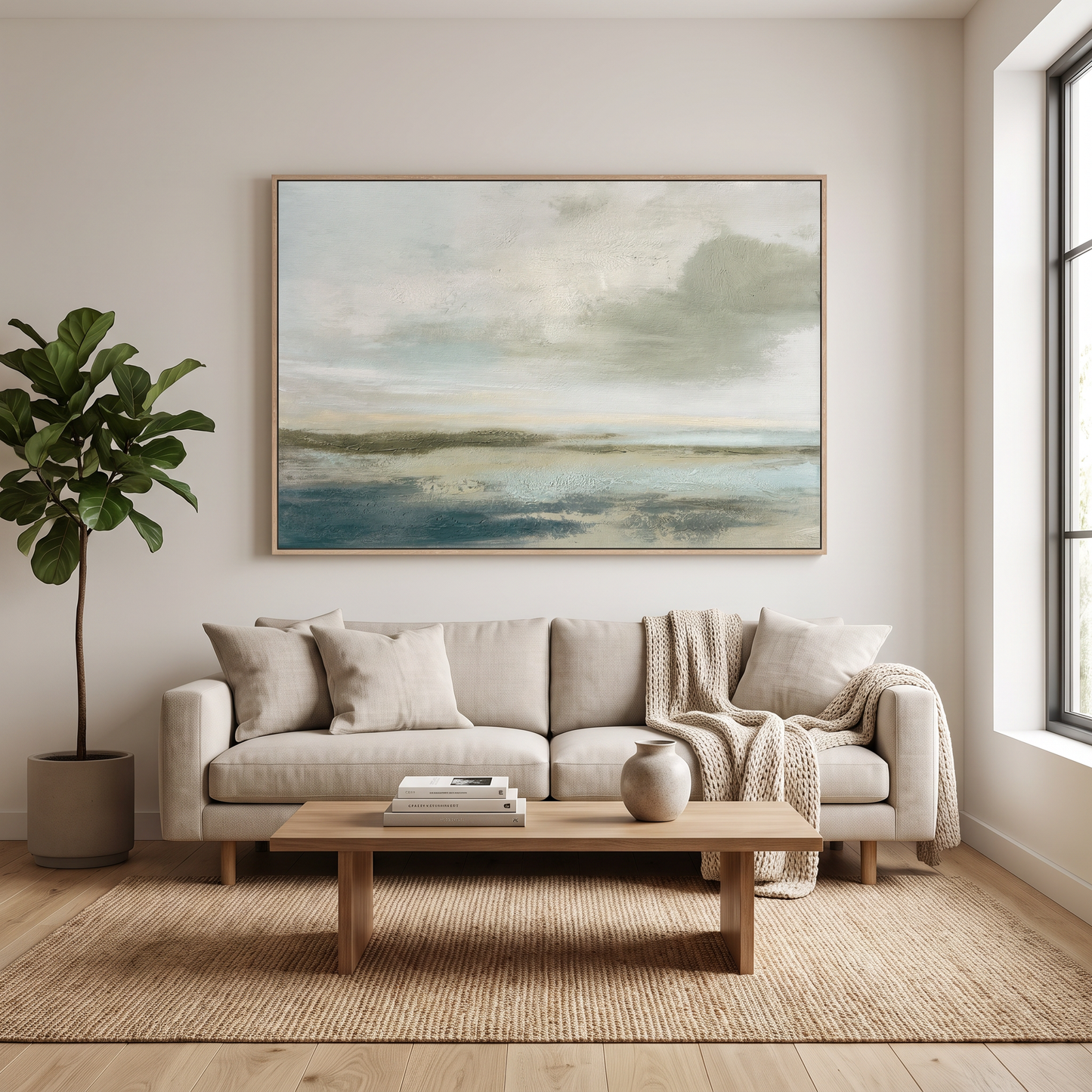 22037 Canvas Painting Light Wood Frame - 120 x 80cm
