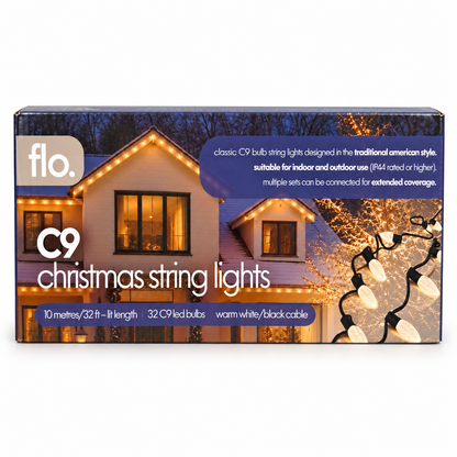 24V C9 String Lights 10m Warm White 32 LED bulbs retail packaging