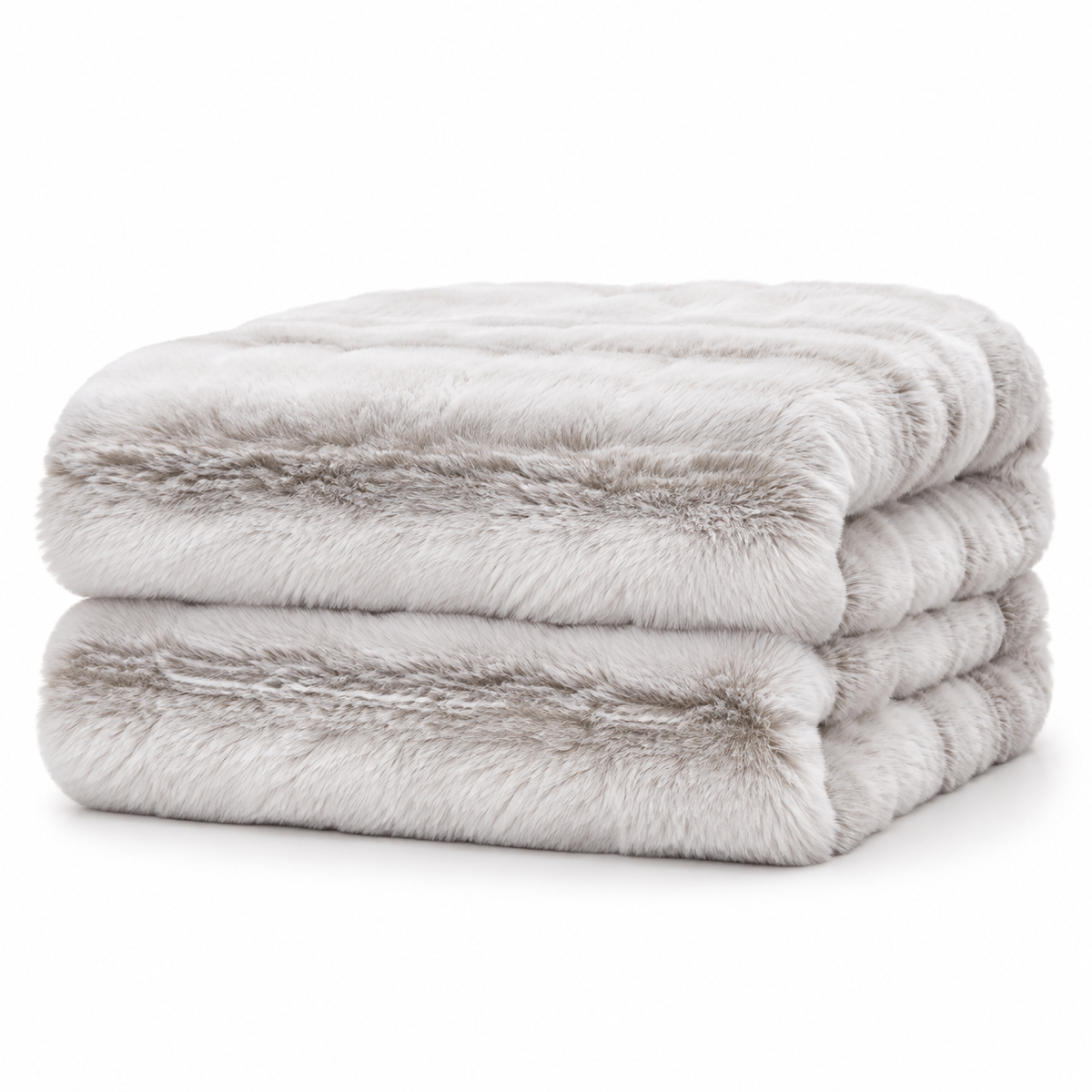 Beige Brushed Faux Rabbit Fur Throw Blanket - 150x200cm