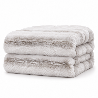 Beige Brushed Faux Rabbit Fur Throw Blanket - 150x200cm