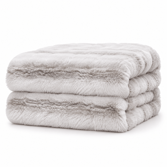 Active  -  Beige Brushed Faux Rabbit Fur Throw Blanket - 150x200cm  -  60487504