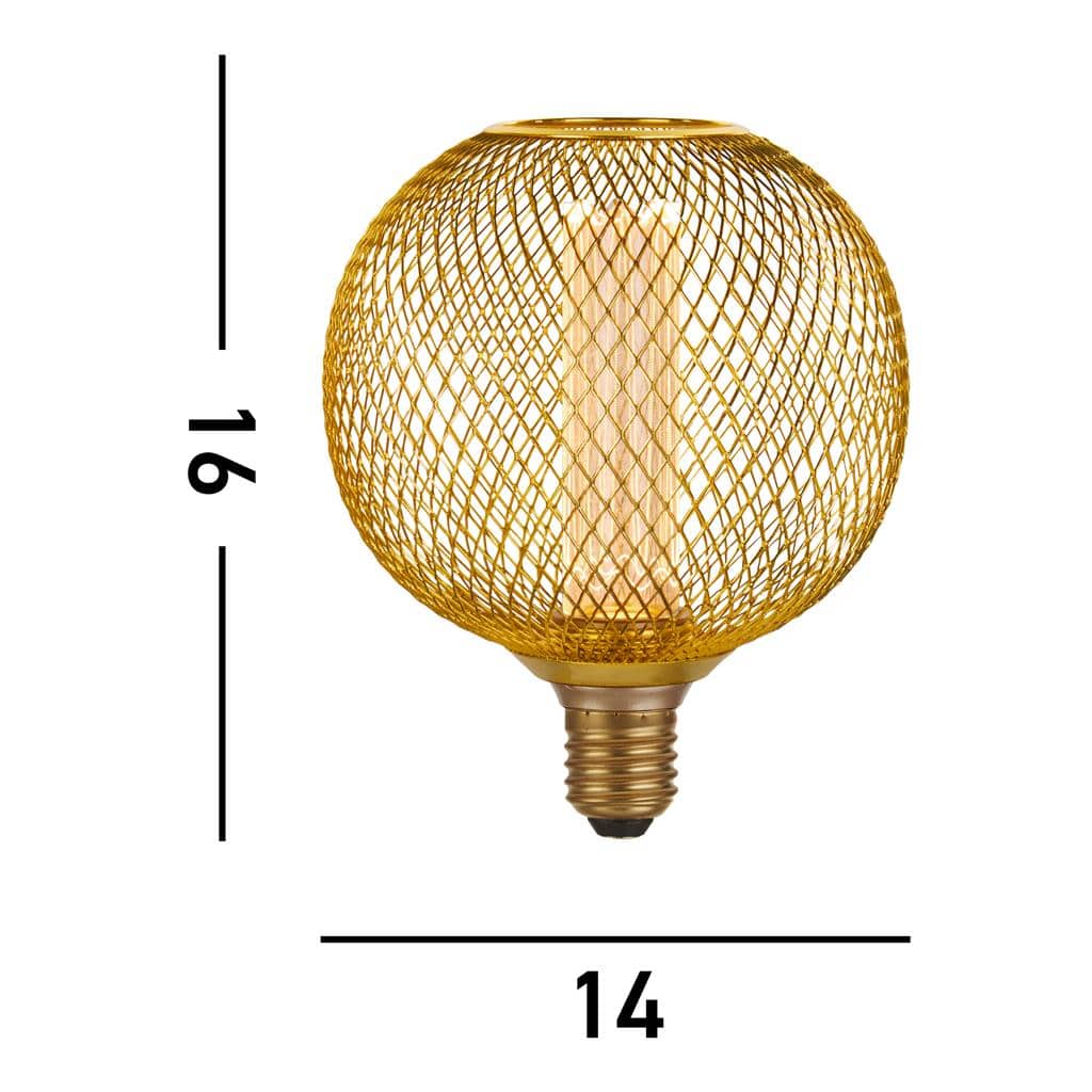 Lights  -  Wire Mesh Effect Globe Lamp - Gold Metal  -  60014344