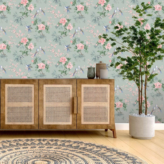 Wallpaper  -  Rasch Amelie Chinoiserie Sage Wallpaper - 260568  -  60013728