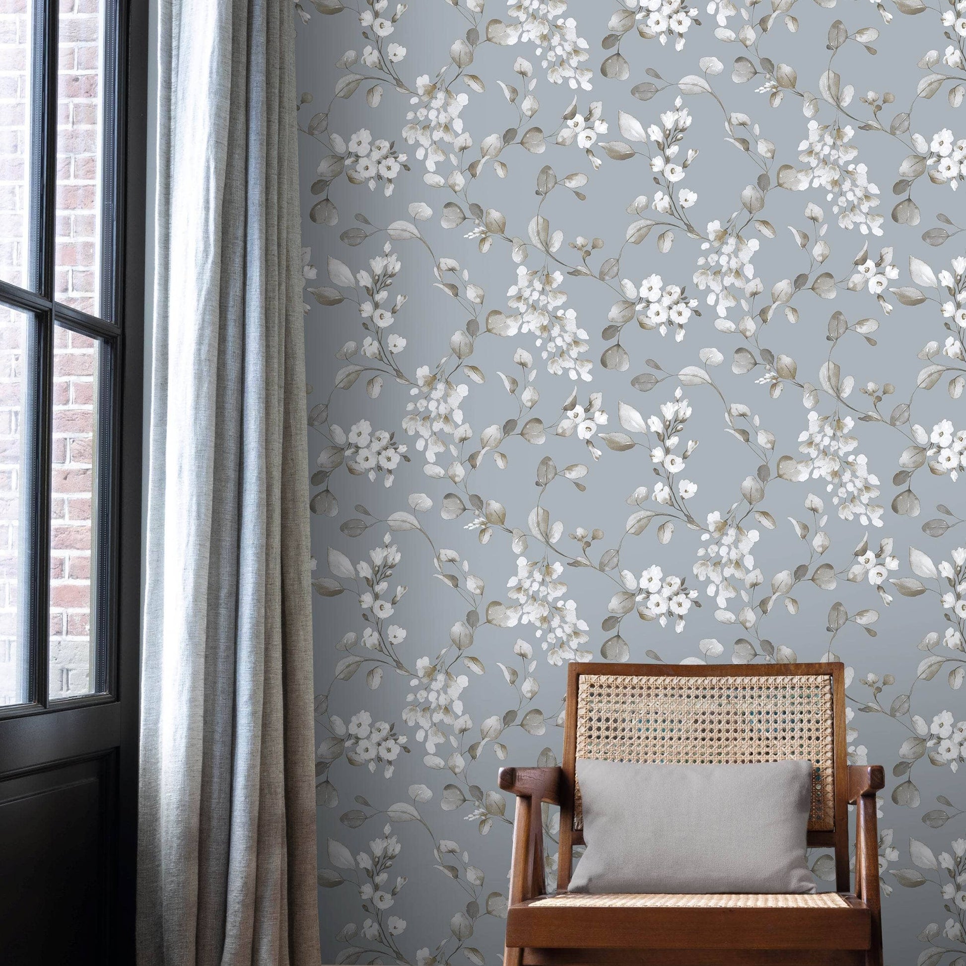 Wallpaper  -  Rasch B65 Rosalie Floral Blue Wallpaper - 260659  -  60345234