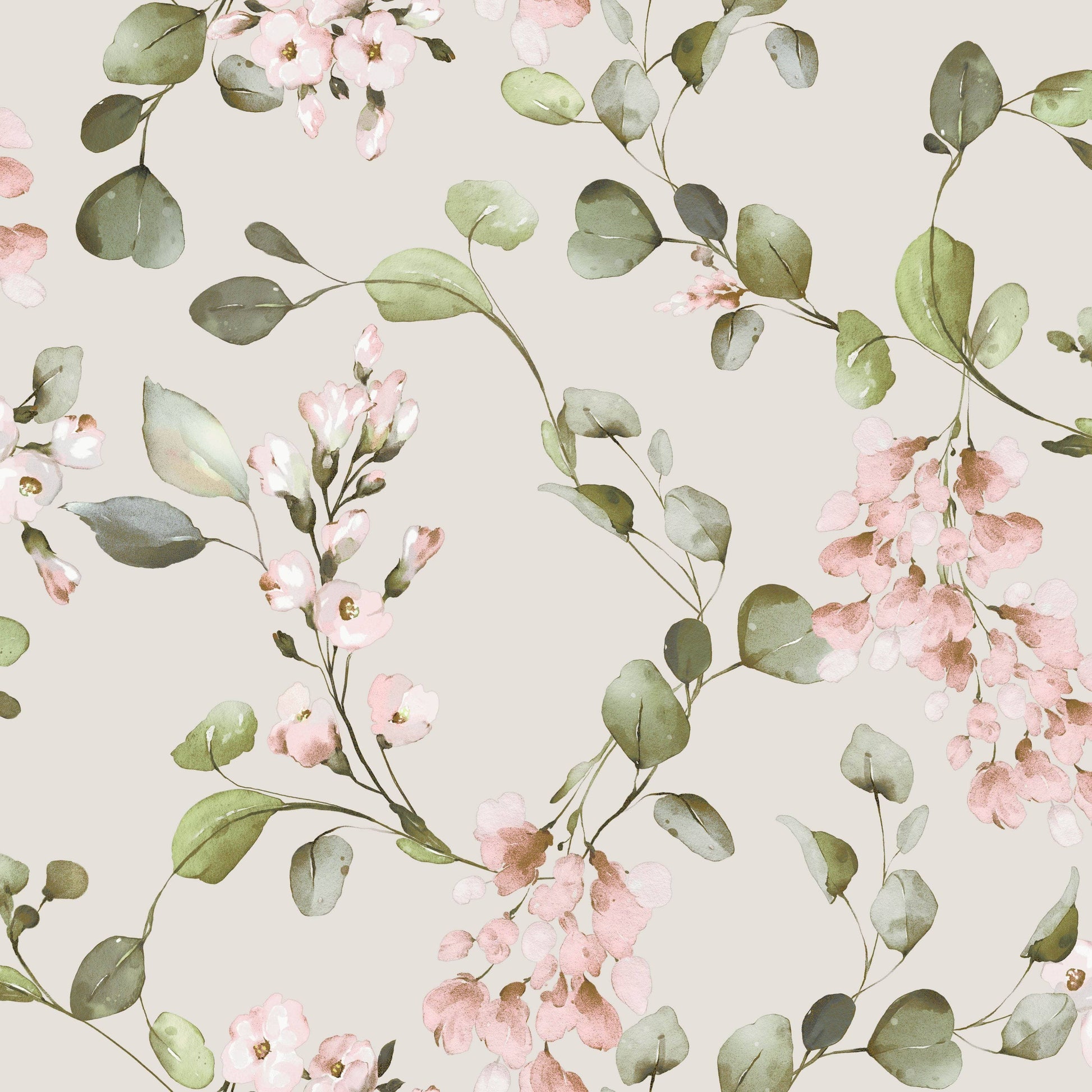Wallpaper  -  Rasch Rosalie Floral Cream & Pink Wallpaper - 260666  -  60345230