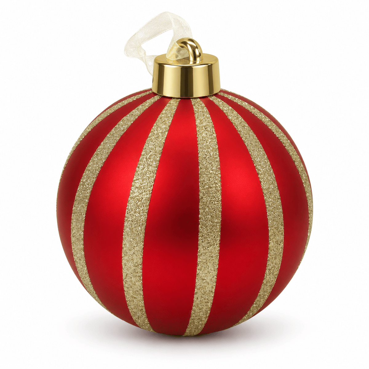 Christmas  -  Red & Gold Fine Glitter Stripe Bauble - 20cm  -  60486240