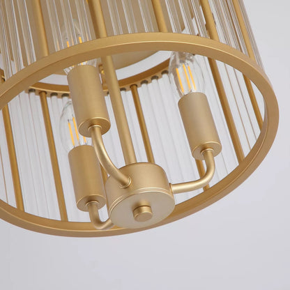 3 Light Semi Flush Ceiling Light - Gold