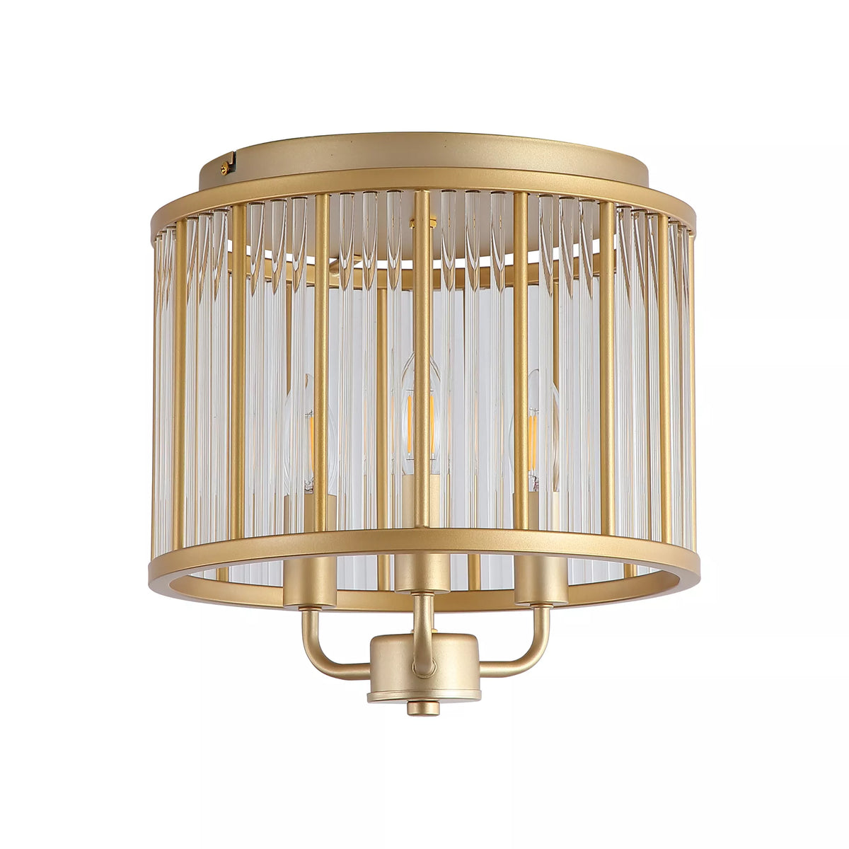 3 Light Semi Flush Ceiling Light - Gold