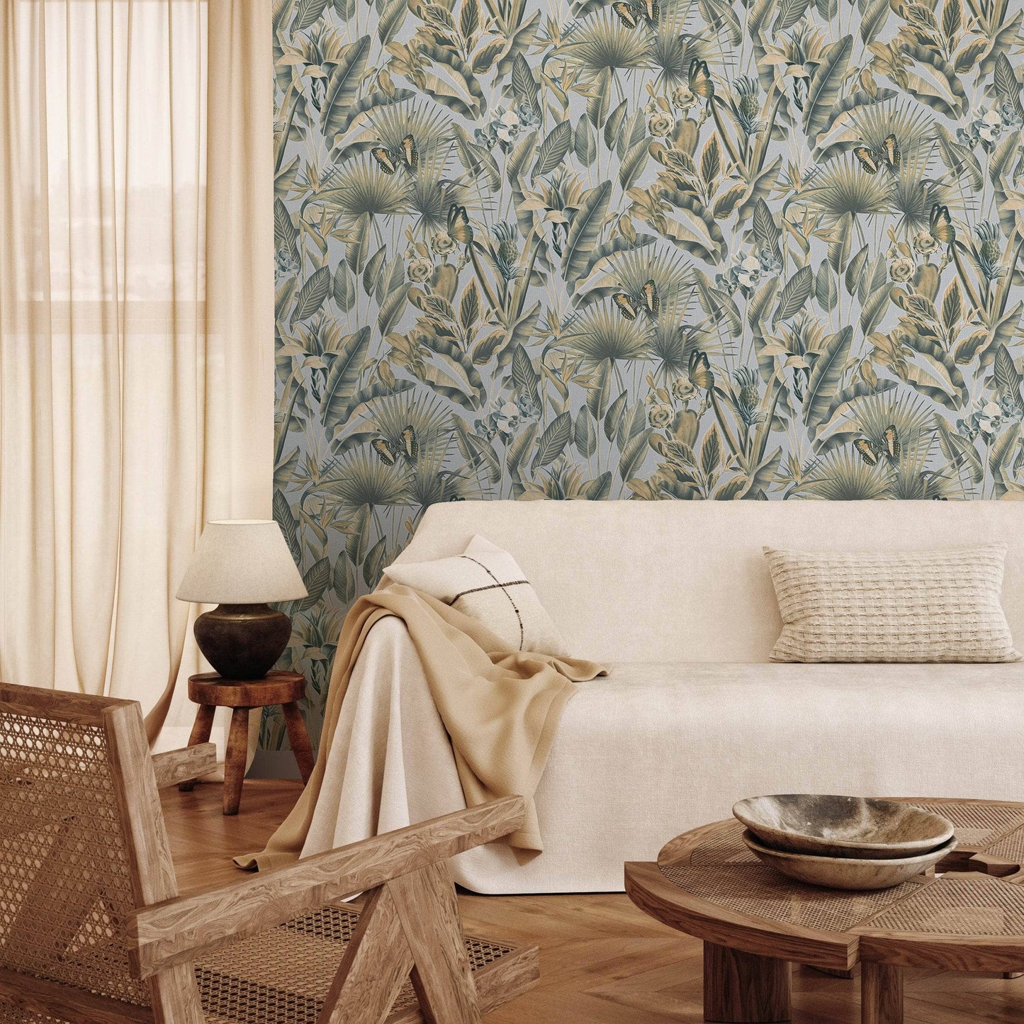 Wallpaper  -  Rasch Zanzibar Chalky Blue Wallpaper -  400013  -  60345250