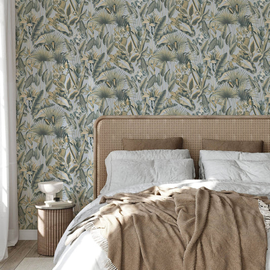 Wallpaper  -  Rasch Zanzibar Chalky Blue Wallpaper -  400013  -  60345250