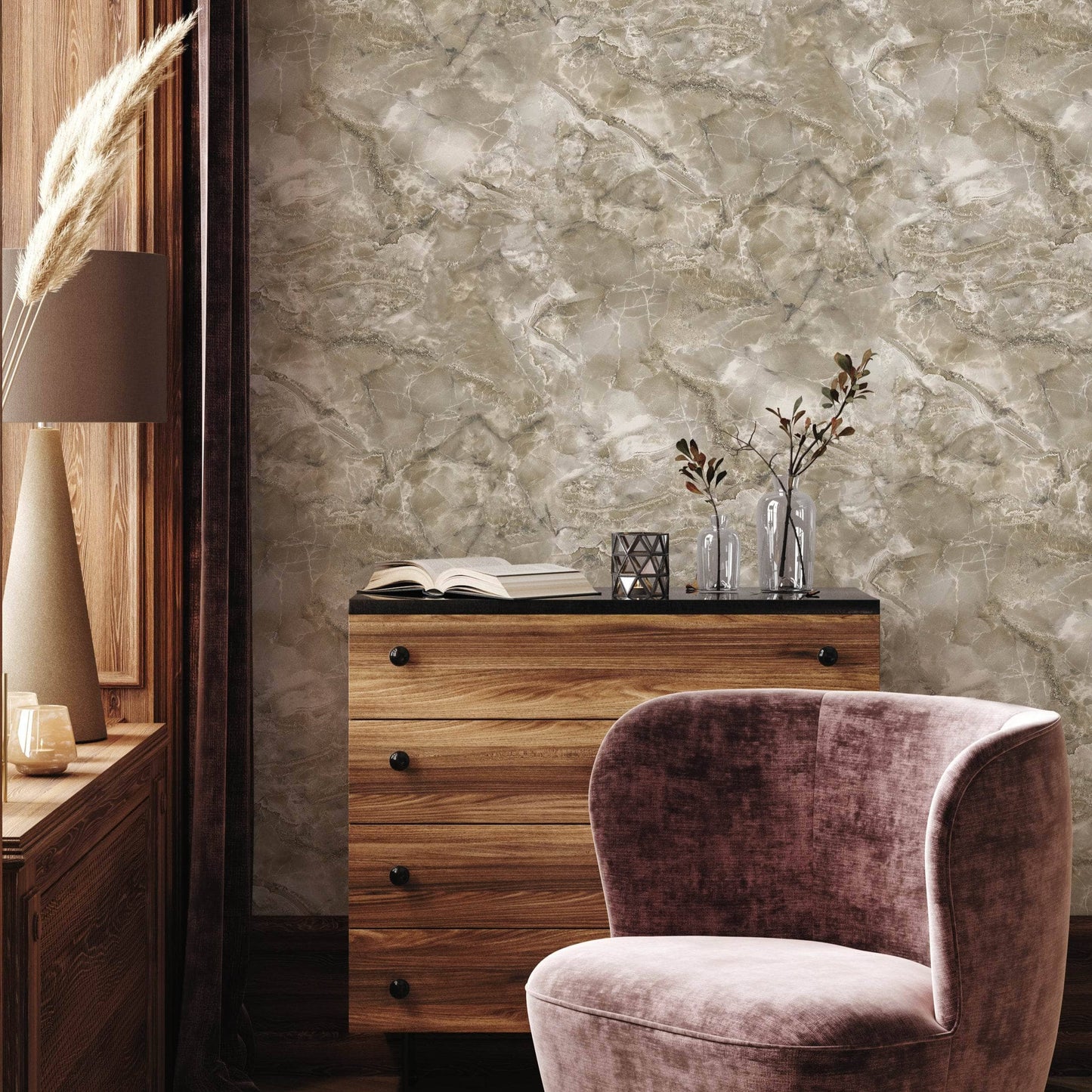 Wallpaper  -  Rasch Carlotta Mocha Wallpaper - 400327  -  60345255