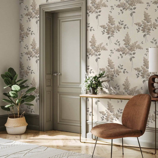 Wallpaper  -  Belgravia B10 Fiore Beige & Charcoal Wallpaper - 41341  -  60011190