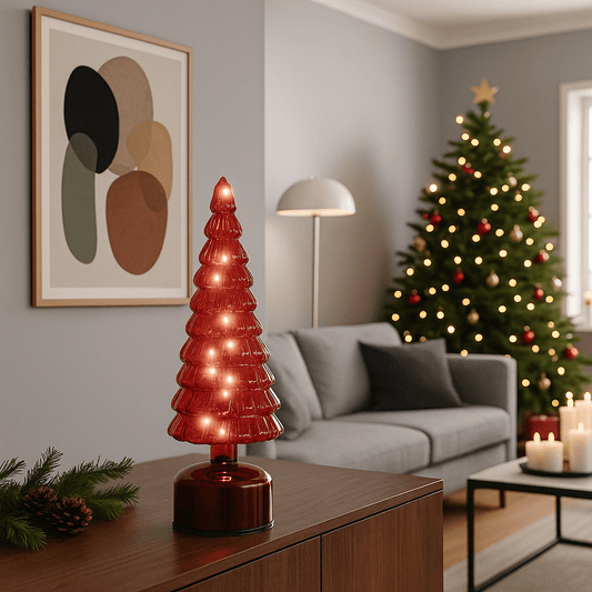 Christmas  -  Micro LED Rotating Tree - Red  -  60450748